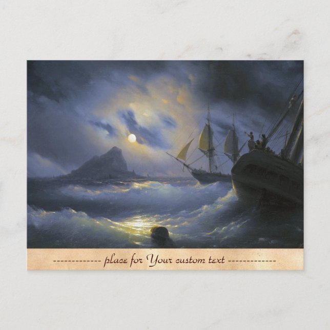 Gibraltar by Night Ivan Aivasovsky seascape waters Postcard (Front)