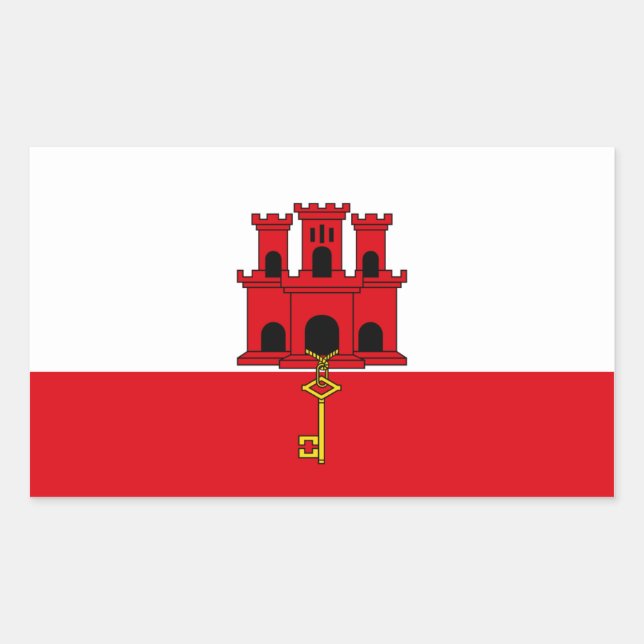 Gibraltar Flag. Britain, British Overseas Sticker (Front)