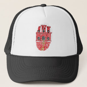 Gibraltar Flag Fingerprint Country Pride Trucker Hat