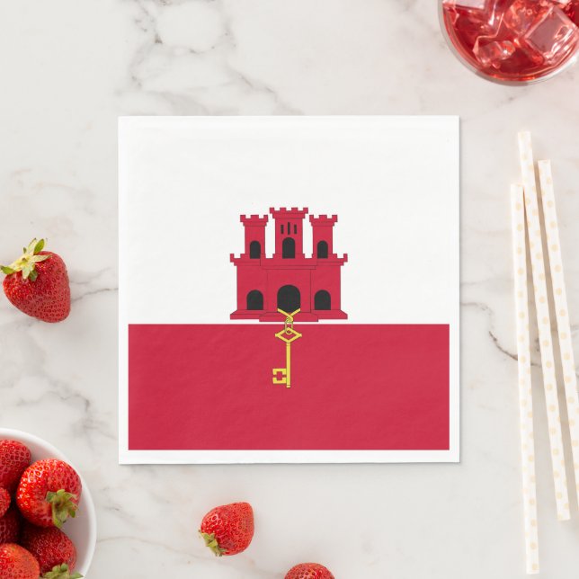 Gibraltar flag napkin (Insitu)