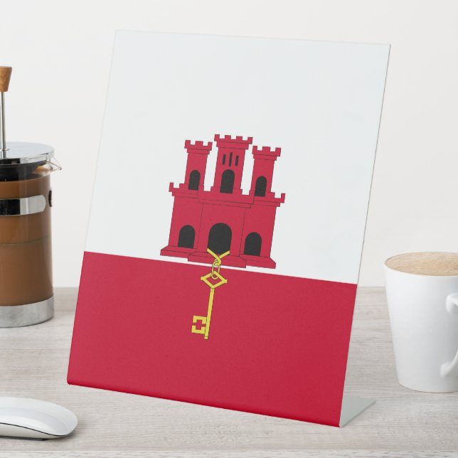 Gibraltar flag pedestal sign (In SItu)