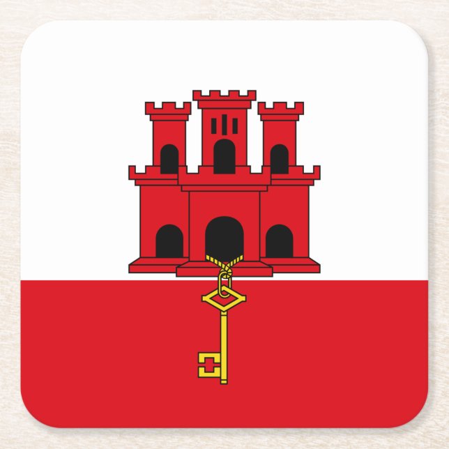 Gibraltar Flag Square Paper Coaster (Front)