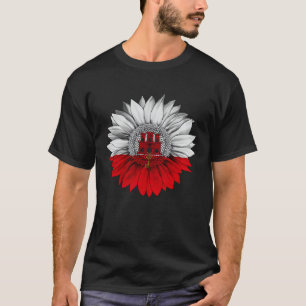 Gibraltar Flag Sunflower Gibraltarian Roots Proud  T-Shirt