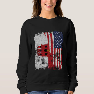 Gibraltar USA Flag Distressed - Half American Sweatshirt