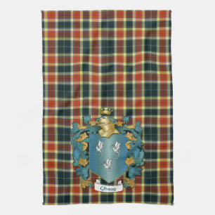 Gibson Coat of Arms and Modern Tartan Kitchen Towel
