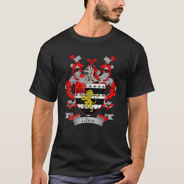 Gibson Coat Of Arms | Gibson Surname Family Crest T-Shirt (Front)