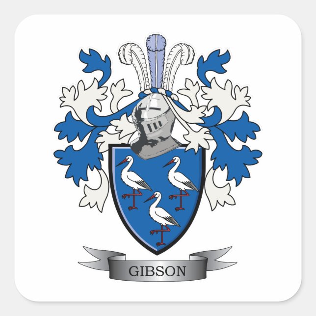 Gibson Family Crest Coat of Arms Square Sticker (Front)