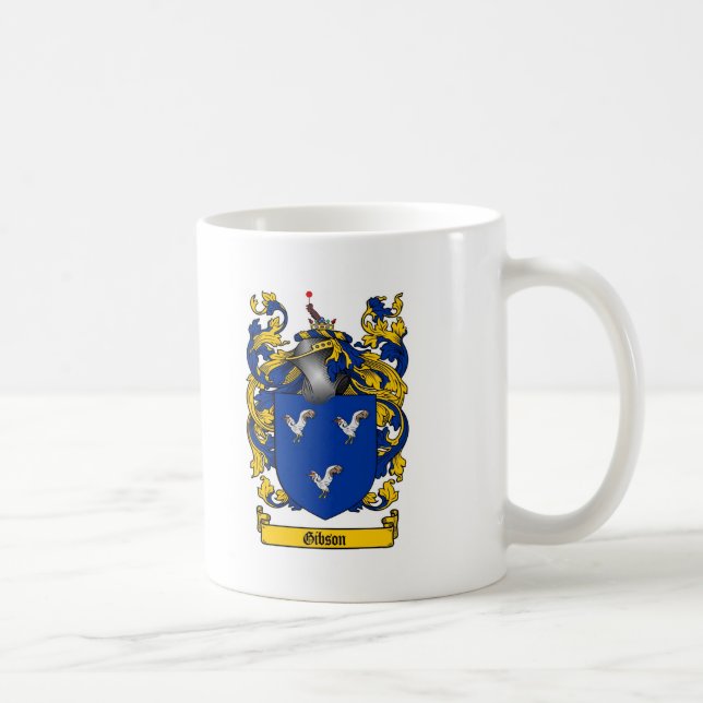 GIBSON FAMILY CREST -  GIBSON COAT OF ARMS COFFEE MUG (Right)