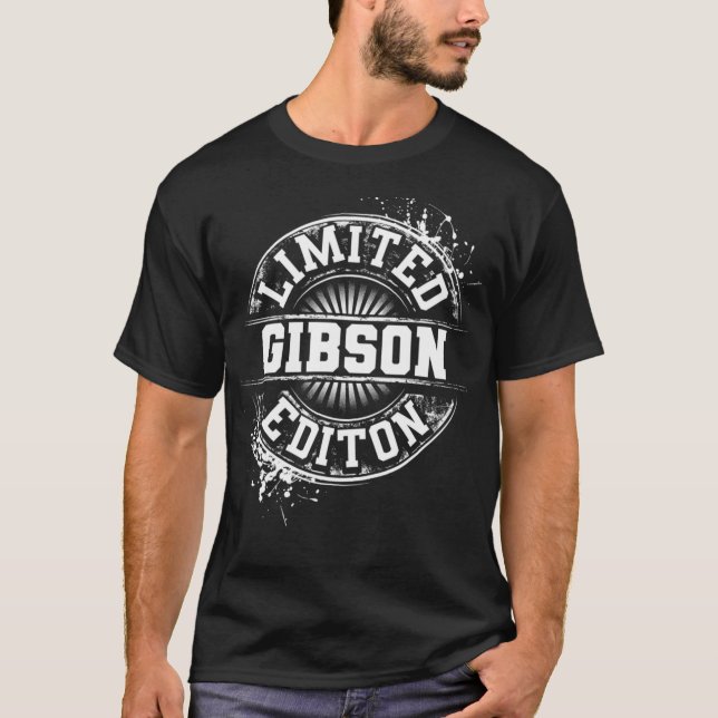 GIBSON Funny Surname Family Tree Birthday Reunion  T-Shirt (Front)