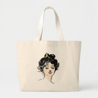 Gibson Girl Head Designs Large Tote Bag