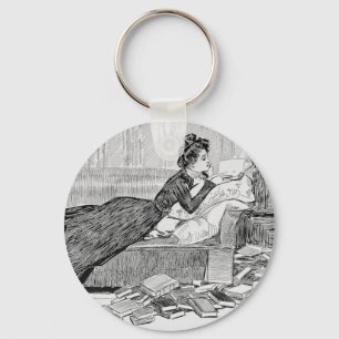 Gibson Girl Reading a Book Keychain