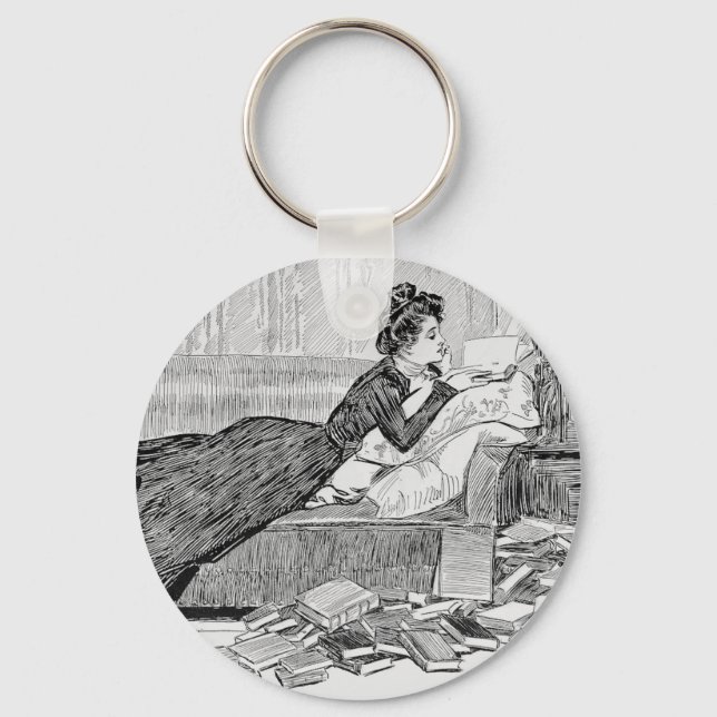 Gibson Girl Reading a Book Keychain (Front)