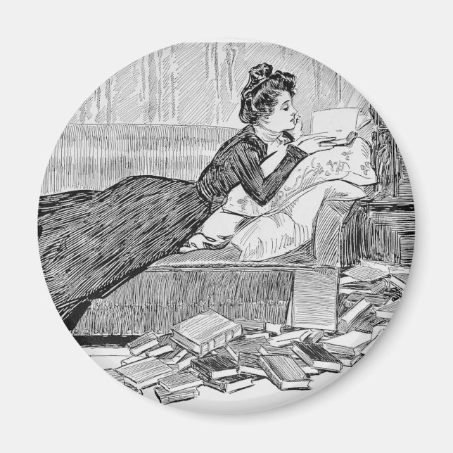 Gibson Girl Reading a Book Magnet (Front)