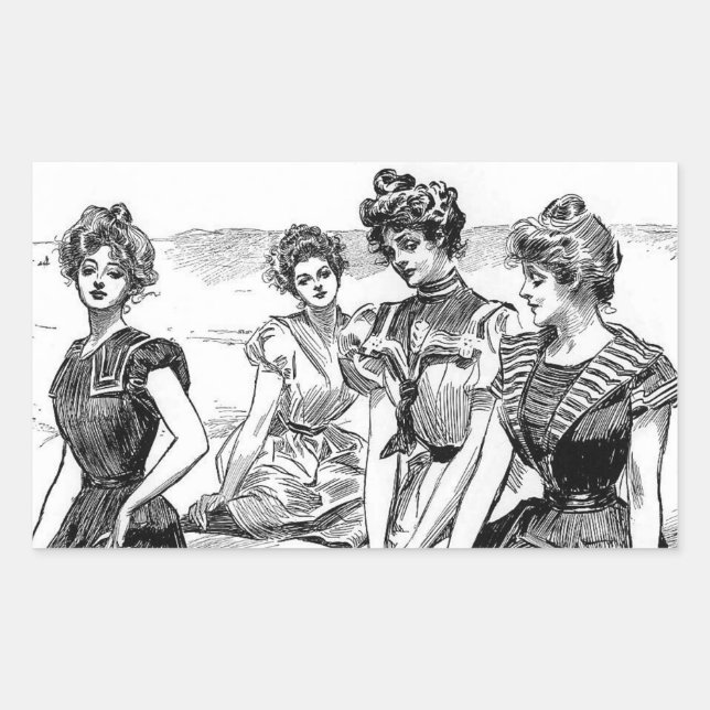 Gibson Girls at the Beach Sticker (Front)