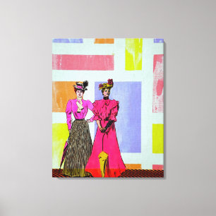 Gibson Girls in a Mondrian Pattern Canvas Print