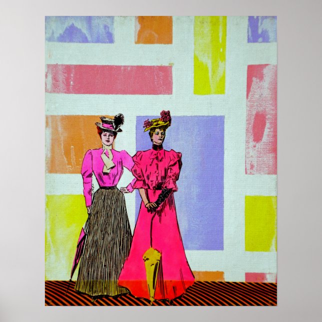 Gibson Girls in a Mondrian Pattern Poster (Front)