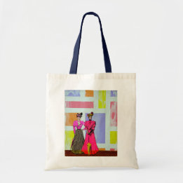 Gibson Girls in a Mondrian Pattern Tote Bag