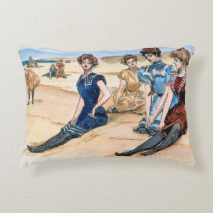 Gibson Girls On The Beach, 1900 Decorative Pillow