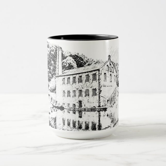 Gibson Mill, Hardcastle Crags Charcoal Artwork Mug (Center)