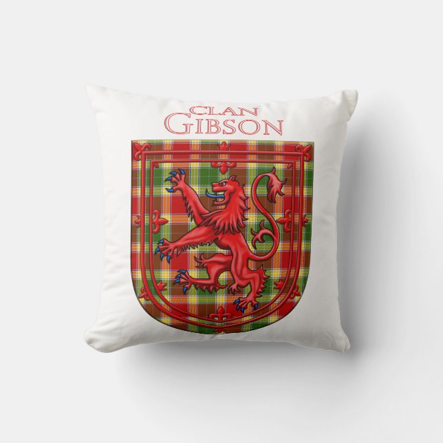 Gibson Tartan Scottish Plaid Lion Rampant Throw Pillow (Front)