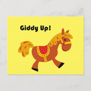 Giddy Up Brown Saddle Horse, Cute Kid’s Cartoon Postcard