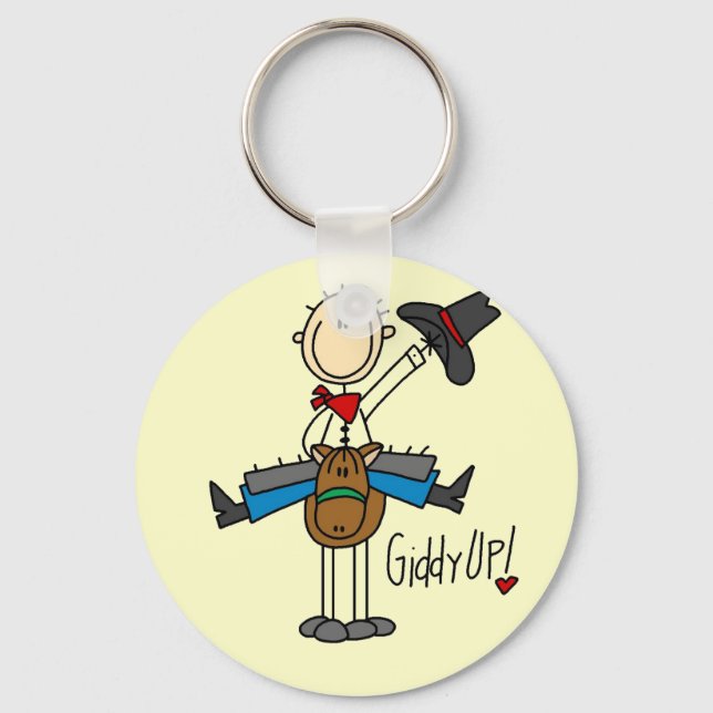 Giddy Up Cowboy Tshirts and gifts Keychain (Front)