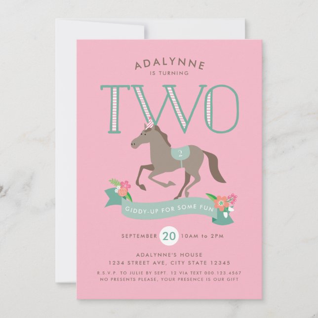 Giddy Up for Fun Second Birthday Invitation (Devant)