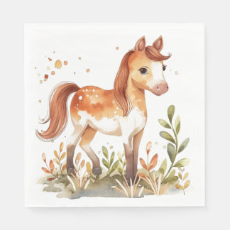 Giddy Up, Gorgeous! Adorable Horse Watercolor Napkin