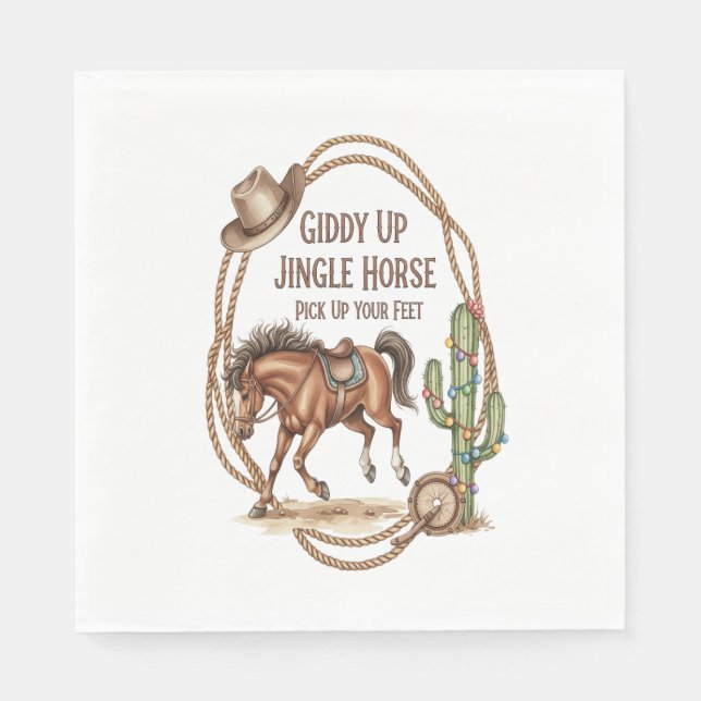 Giddy Up Jingle Horse Napkin (Front)