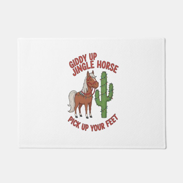 Giddy Up Jingle Horse Pick Up Your Feet Doormat (Front)