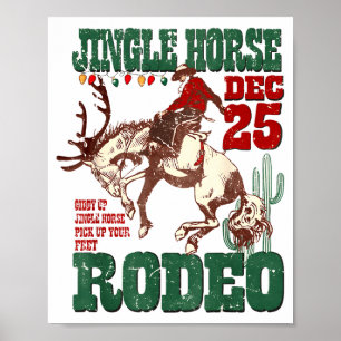 Giddy Up Jingle Horse Santa Cowboy Western Christm Poster