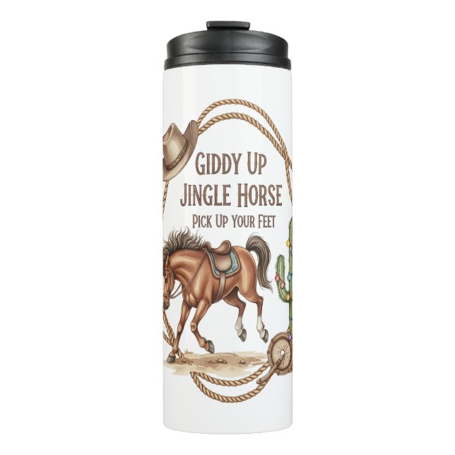 Giddy Up Jingle Horse Thermal Tumbler (Front)