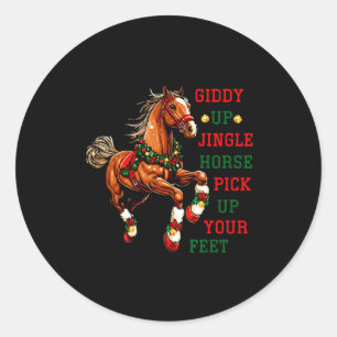 Giddy Up Jingle Horse Western Christmas Horse Coun Classic Round Sticker
