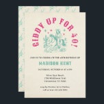 Giddy Up Pink Turquoise Cowgirl 40th Birthday Invitation<br><div class="desc">Giddy Up Pink Turquoise Modern Cowgirl 40th Birthday Party Invitation</div>