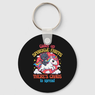 Giddy Up Sparkle Farts There's Chaos To Spread Cut Keychain