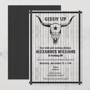 Giddy Up Western Ranch Milestone Birthday Party Invitation