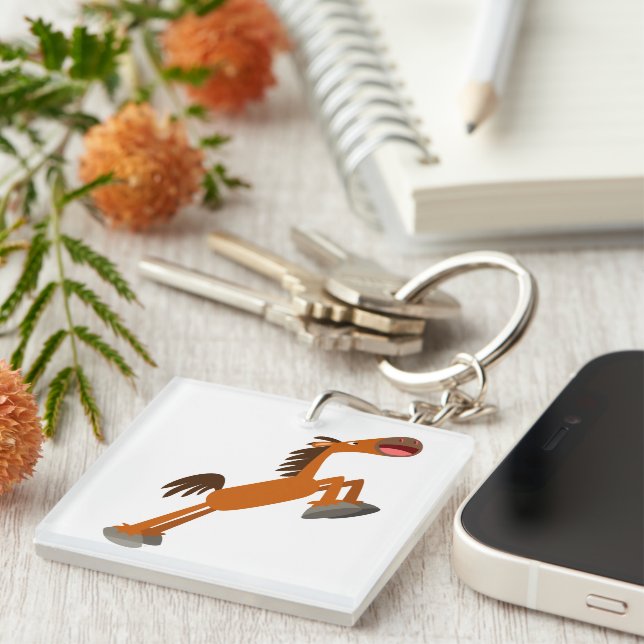 Giddyup, Horsey! Cartoon Horse Acrylic Keychain (Front Right)