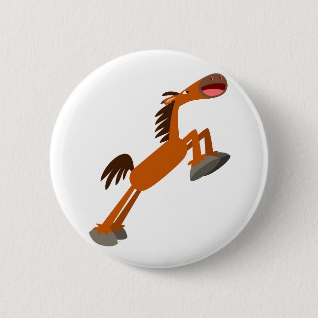 Giddyup, Horsey! Cartoon Horse Button Badge (Front)