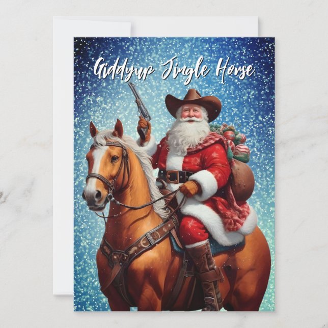 Giddyup Jingle Horse Santa Claus Christmas Holiday Card (Front)