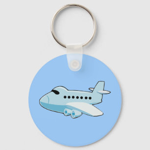 gif_airplane_002 BLUE Cartoon Airplane Keychain