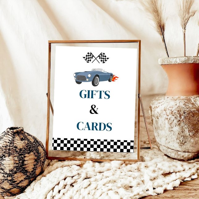 Gift and Card Race Car Baby Shower party Sign (Creator Uploaded)