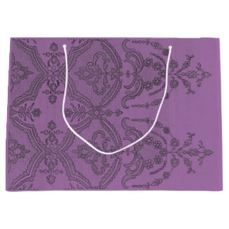 GIFT BAG BLACK ANTIQUE LACE IN LIGHT PLUM