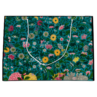 GIFT BAG CHINESE FLORAL PATTERN BLACK AND GREEN