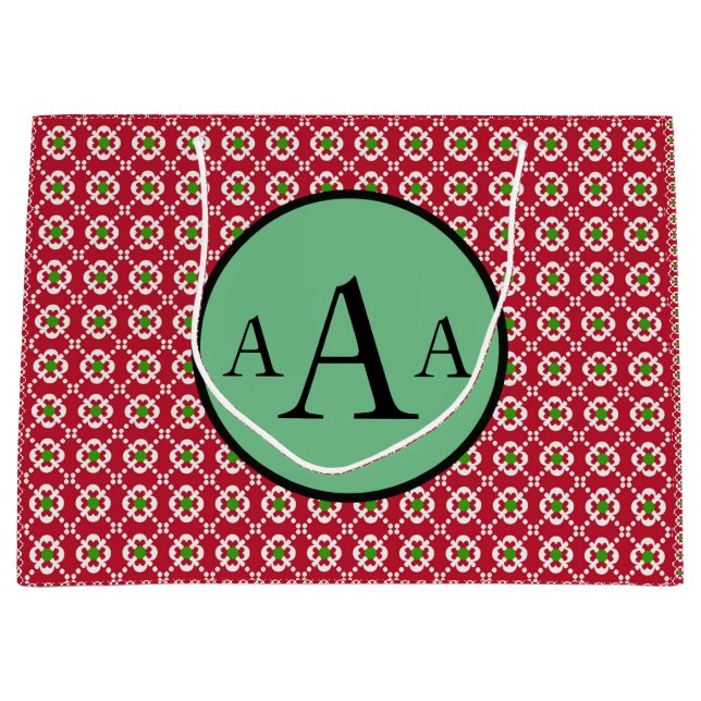 Gift Bag CHRISTMAS PATTERN CUSTOM INITIALING (Front)