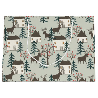 Gift Bag Christmas reindeer pattern