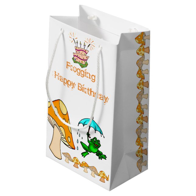 Gift Bag Frog Mushroom  (Back Angled)