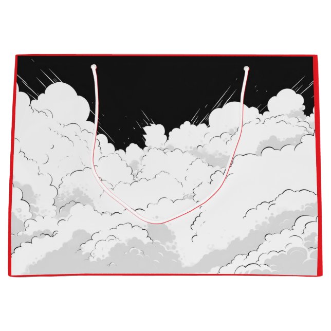 GIFT BAG JAPANESE CLOUDS BLACK AND RED (Front)