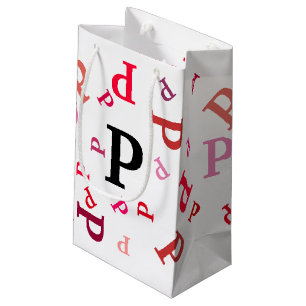 Gift Bag - Jumbled Letters in Reds and Pinks