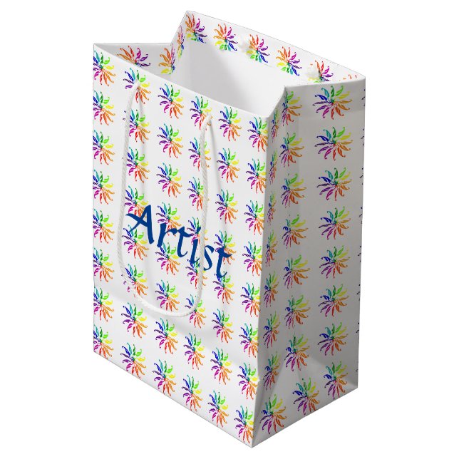 Gift Bag - Multiple Colour Wheels with Text (Front Angled)