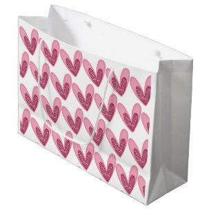 Gift Bag - Pink Glitter Hearts